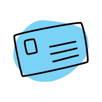 Doodle letter envelope icon or logo, hand drawn with thin black line. Isolated on white background. Vector illustration
