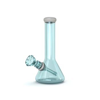 Blue glass bong 3D rendering illustration isolated on white background
