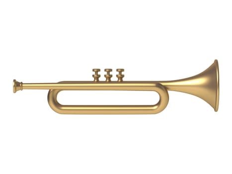 Simple trumpet side view 3D rendering illustration isolated on white background