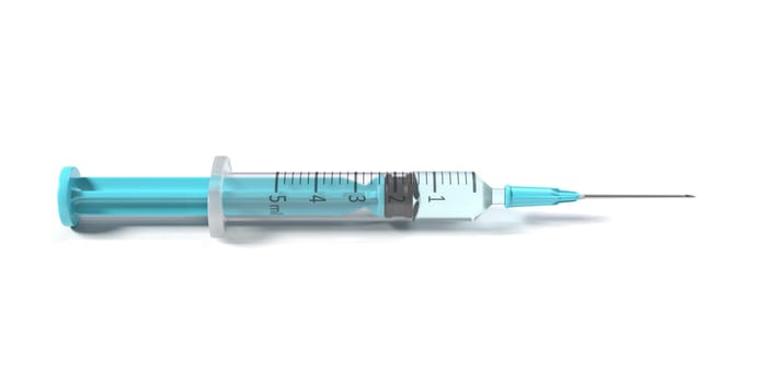 Plastic syringe 3D rendering illustration isolated on white background