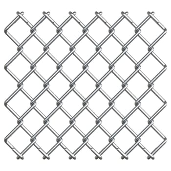 Steel wire mesh fence 3D rendering illustration isolated on white background
