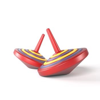 Two wooden whirligig toys 3D rendering illustration isolated on white background