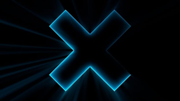 Cross shape or letter X. Computer generated 3d render