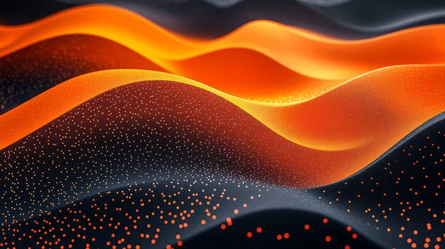 A hyper-detailed 3D rendering of a technical abstract background in vibrant orange and deep black. This high-resolution, high-contrast image emphasizes complex geometric patterns and a futuristic aesthetic, offering a visually captivating experience with striking clarity.