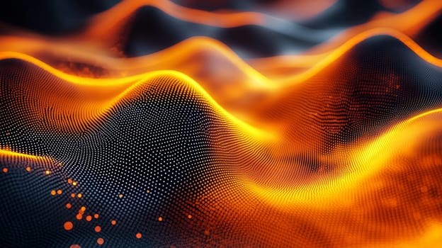 This hyper-detailed 3D rendering features an abstract orange and black grid pattern, presented in high resolution with exceptional contrast and quality. The design captures a sense of depth and precision, making it ideal for modern, tech-focused visual projects.