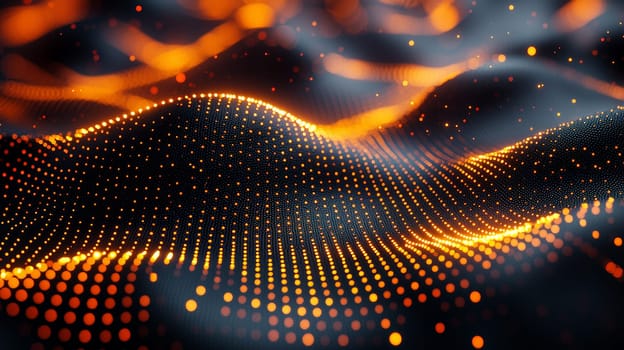 This hyper-detailed 3D rendering features an abstract orange and black grid pattern, presented in high resolution with exceptional contrast and quality. The design captures a sense of depth and precision, making it ideal for modern, tech-focused visual projects.