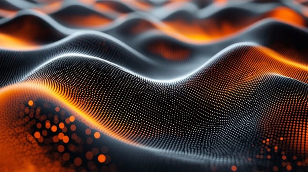 This hyper-detailed 3D rendering features an abstract orange and black grid pattern, presented in high resolution with exceptional contrast and quality. The design captures a sense of depth and precision, making it ideal for modern, tech-focused visual projects.