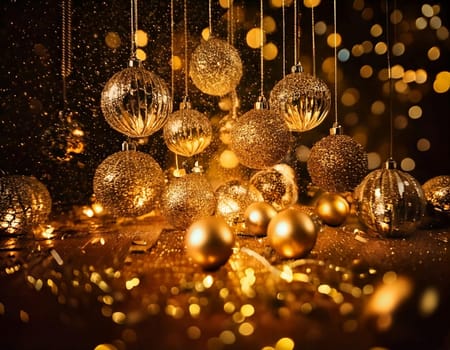Background with Christmas baubles and snowflakes, illustration. High quality illustration