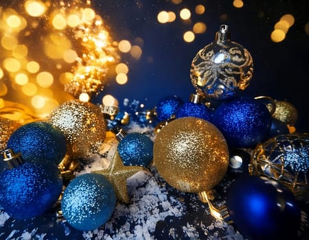 Christmas ornaments baubles ready to decorate a Christmas tree. Storage of Christmas ornaments. High quality photo