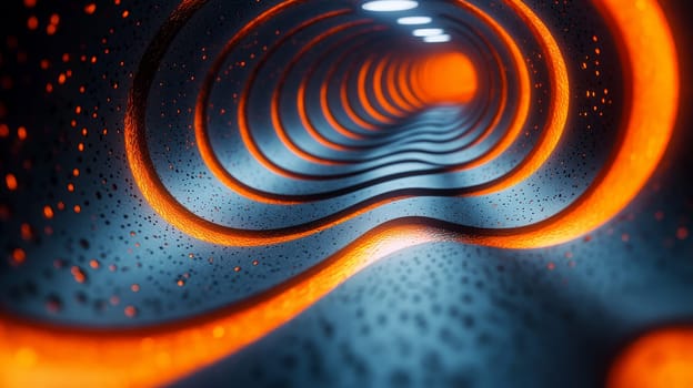This hyper-detailed 3D rendering features an abstract orange and black grid pattern, presented in high resolution with exceptional contrast and quality. The design captures a sense of depth and precision, making it ideal for modern, tech-focused visual projects.