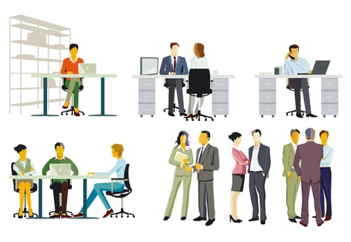 a group of people in the office. illustration
