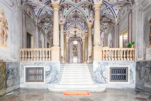 Genoa, Italy - 08 August 2023: interior of Gio Carlo Brignole Palace. Luxury ancient building, ca 1670
