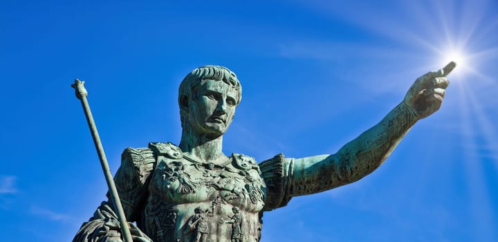 Julius Caesar, ancient statue in Rome, Italy. Concept for leadership, personal growth, personal development, self help
