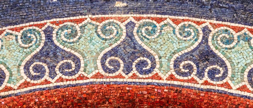 RAVENNA, ITALY - JUNE 12, 2024: mosaic detail design in the Neonian Baptistery, next to the Ravenna Cathedral