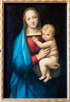 Florence, Italy - 29 June 2023: Pitti Palace Museum, Raffaello Sanzio - Raphael, Madonna del Granduca painting, 1504