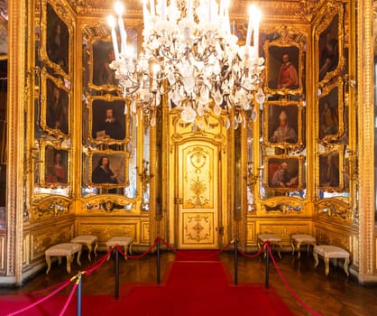 Turin, Italy - 22 April 2023: Royal Palace interior, luxury baroque building, historical castle