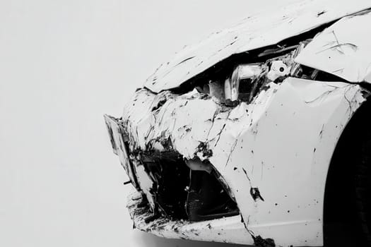 The car bumper displays a deep dent, showing signs of impact, while situated on a plain backdrop that emphasizes the damage. The condition highlights the need for repair.