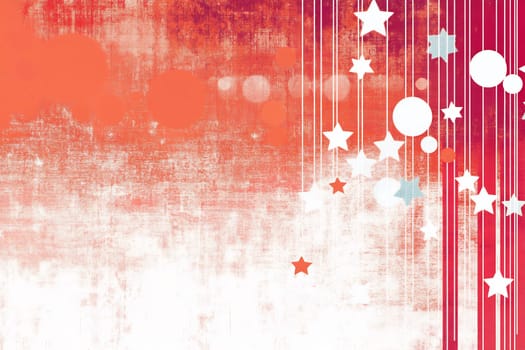 Abstract design features a textured gradient with vibrant colors, stars, and circles creating a whimsical backdrop.