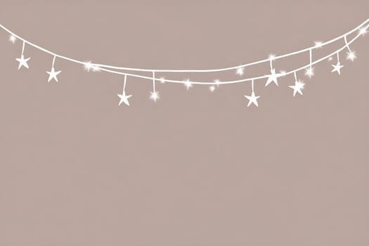 Gentle twinkling string lights shaped like stars brighten a cozy, soft-toned background, creating a serene atmosphere for relaxation.
