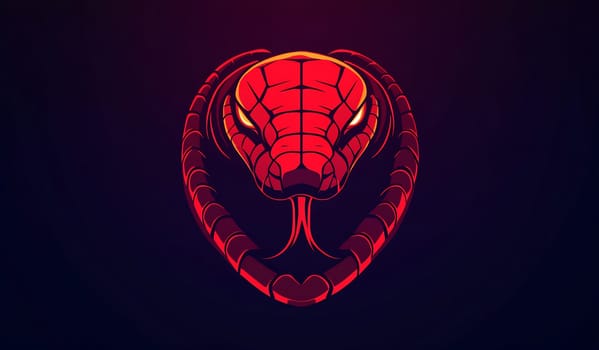 A striking illustration of a red snake with intense eyes, set against a deep dark background.