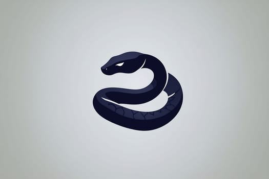 A stylized black snake twists gracefully against a light gray backdrop, showcasing its sleek form and subtle texture.