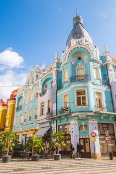 Oradea, Romania - October 07, 2024: Moskovits Miksa Palace magnificent Art Nouveau building in Oradea city, Romania