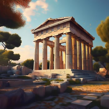 ruins of ancient greek city, AI generated image