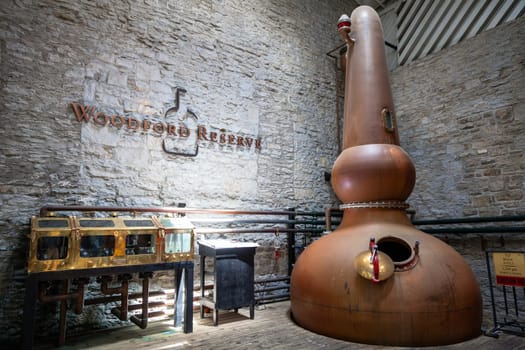 Versailles, Kentucky, July 28, 2012: Vintage copper still at Woodford Reserve Distillery