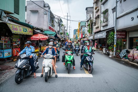 Ho Chi Minh City, November 24, 2022: A street scene in residential district in Ho Chi Minh City, Vietnam