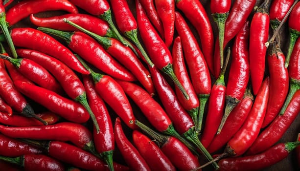 chili peppers vegetables flat view, AI generated image