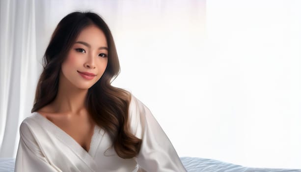 gorgeous young chinese woman in white dress, AI generated image