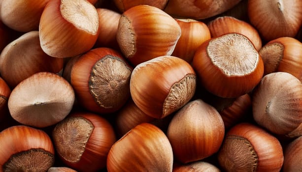 hazelnuts top flat view, AI generated image
