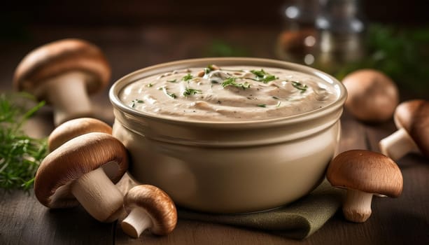 mushrooms cream soup, AI generated image