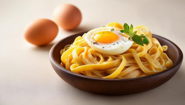 tagliatelle pasta with eggs, AI generated image