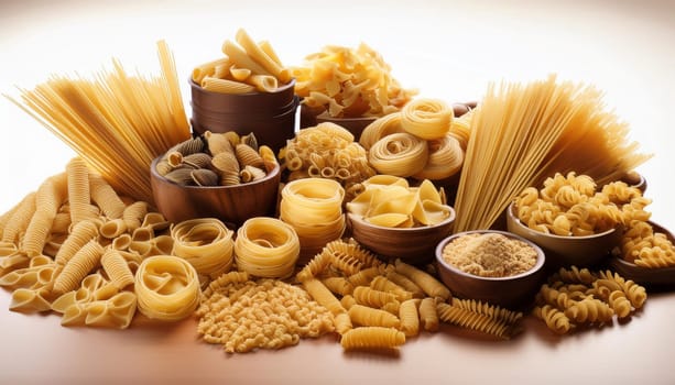many different kinds of pasta, AI generated image