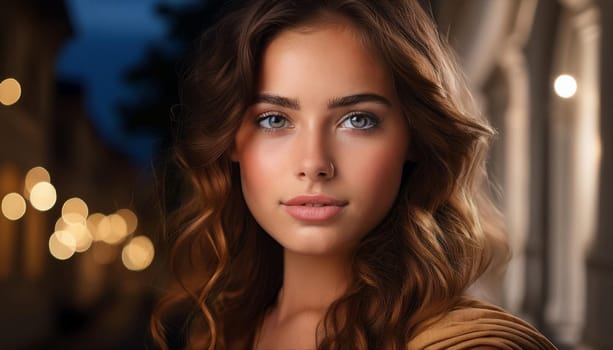 pretty young woman smiling, AI generated image