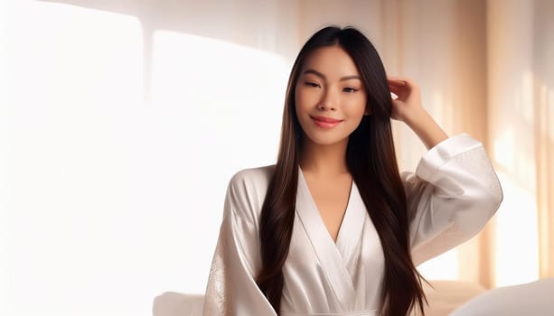 gorgeous young chinese woman in white dress, AI generated image