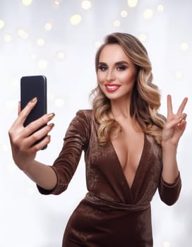 pretty young influencer woman taking selfie, AI generated image