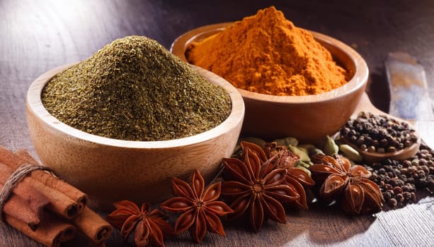 hot spices and grounds, AI generated image