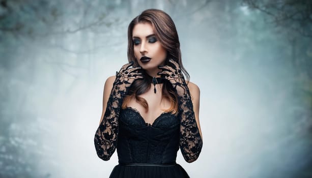 pretty young goth woman, AI generated image