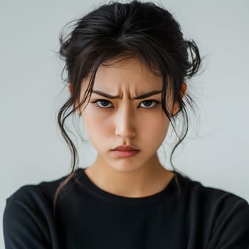 Angry Serious Asian Woman Emotional Lady Portrait