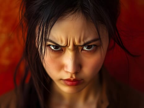 Angry Serious Asian Woman Emotional Lady Portrait