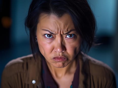 Angry Serious Asian Woman Emotional Lady Portrait