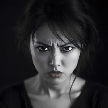 Angry Serious Asian Woman Emotional Lady Portrait