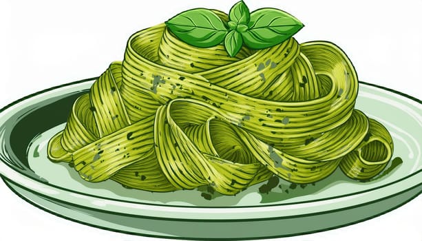 tagliatelle al pesto pasta, AI generated image
