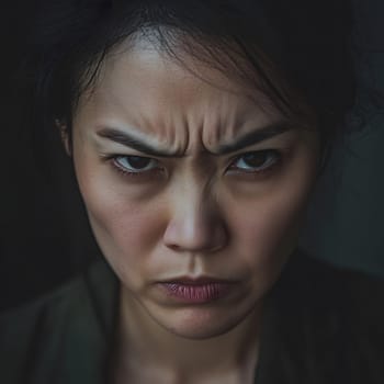 Angry Serious Asian Woman Emotional Lady Portrait