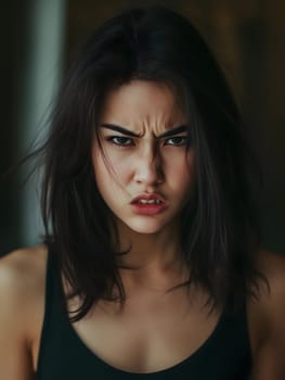 Angry Serious Asian Woman Emotional Lady Portrait