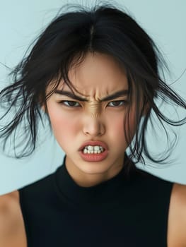 Angry Serious Asian Woman Emotional Lady Portrait