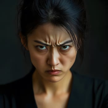 Angry Serious Asian Woman Emotional Lady Portrait