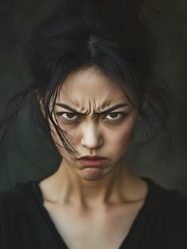 Angry Serious Asian Woman Emotional Lady Portrait
